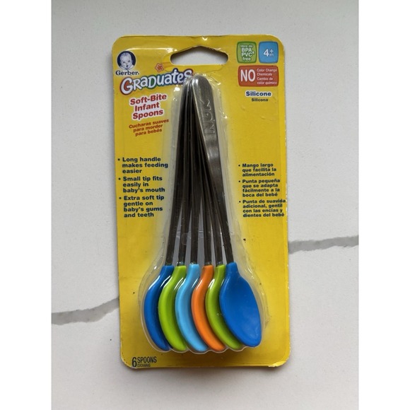 Gerber Other - Gerber Graduates Soft Bite Spoons SET OF 6 Soft Silicone Tip Baby Utensils NIP